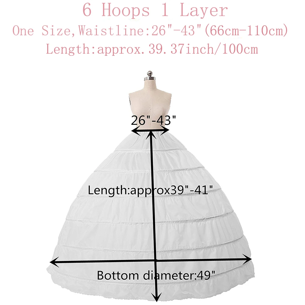 2023 Wedding Accessories Petticoat Vestido Longo Ball Gown Crinoline Underskirt 6 Hoops Skirt Petticoats In Stock - Image 5
