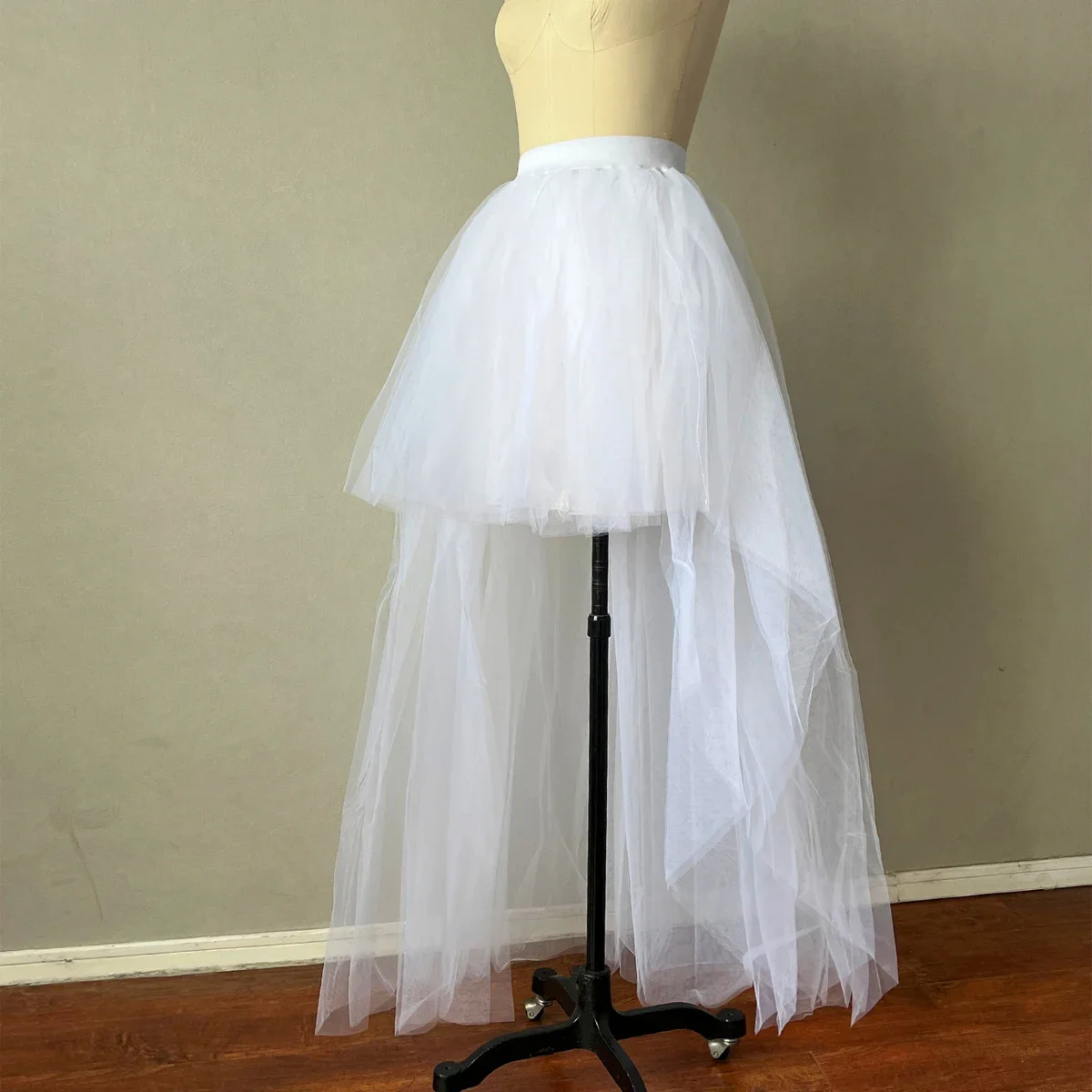 White Detachable Tulle Petticoat Skirt Black Elastic Waist Bridal Overlay Wedding Skirt Long Tulle Over Maxi Party Skirt Train - Image 5