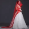 2023 In Stock White Ivory Red Bridal Veil Ivory Lace Short Elbow Wedding Veil Appliques Long Cathedral Bride Veils 1.4M 2.8M