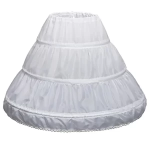 kf-Sf7436918331648b0910b0a58244cd016o 2023 White Children kids Petticoat A-Line 3 Hoops One Layer Kids Crinoline Lace Trim Flower Girl Dress Underskirt Elastic Waist
